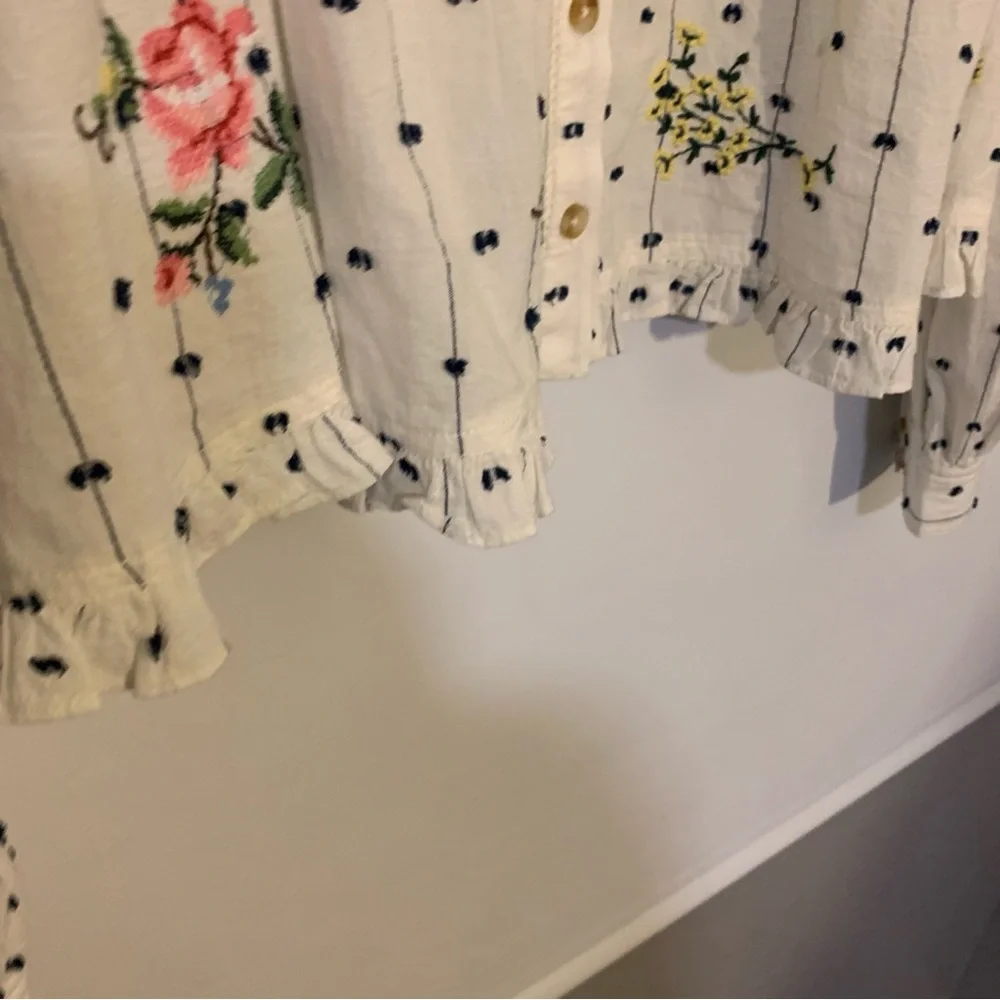 Anthropologie’s PILCRO Embroidered Floral Polka Dot Blouse - White & Pink Sz XL - Picture 5 of 6